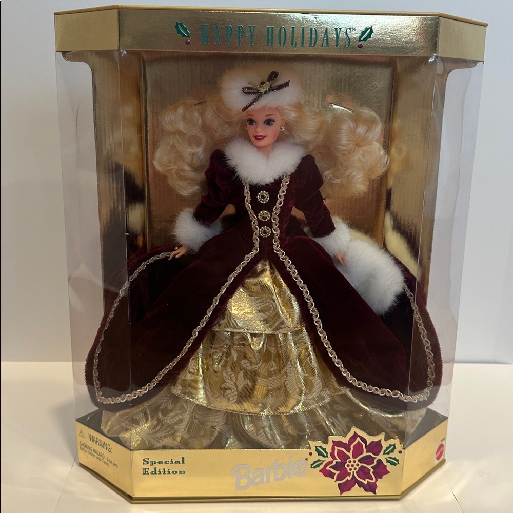 Vintage 90s Barbie Special Edition in Burgundy and Gold Gown